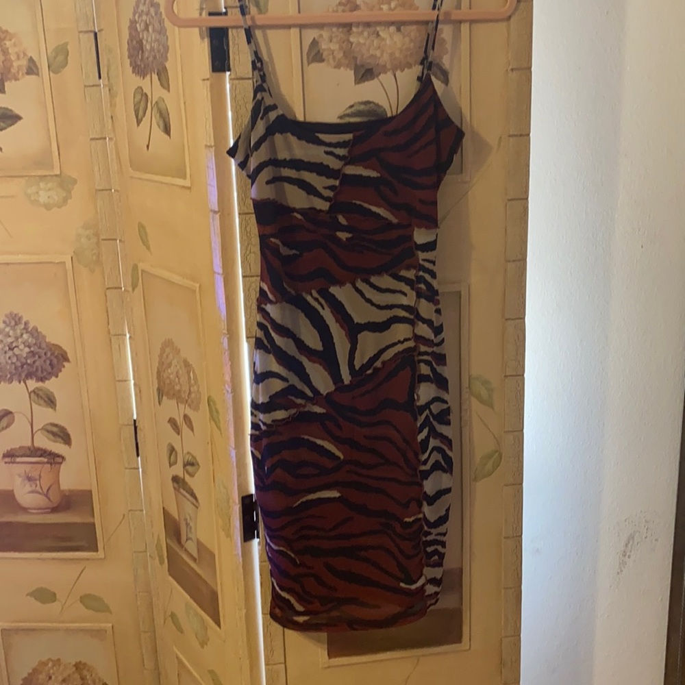 Curvy fit tiger print multi colored mini dress